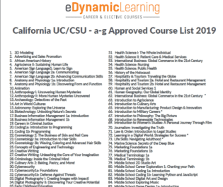 2019 California “a-g” Course List