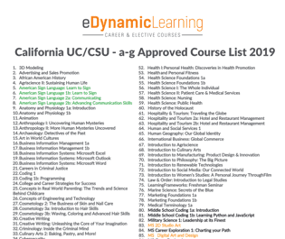 2019 California “a-g” Course List