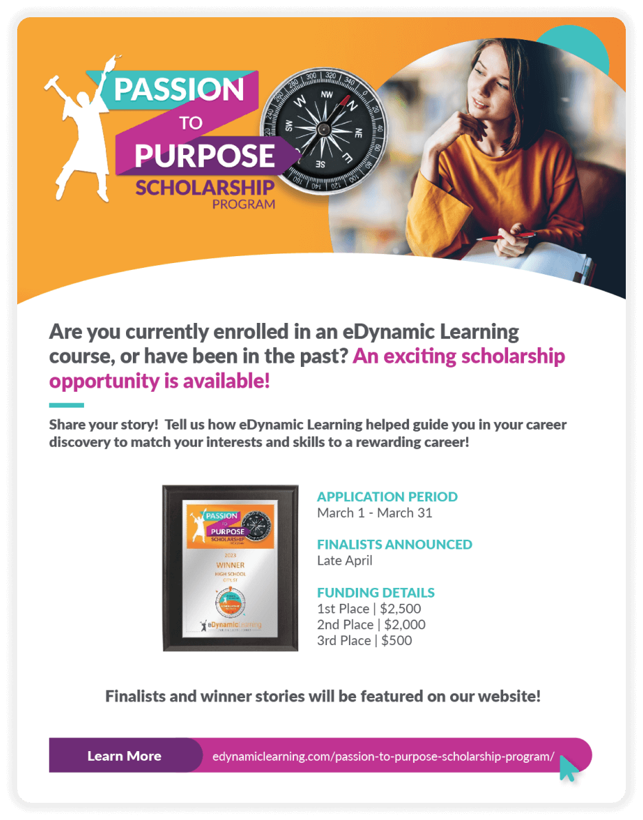 Passion To Purpose Scholarship Flyer