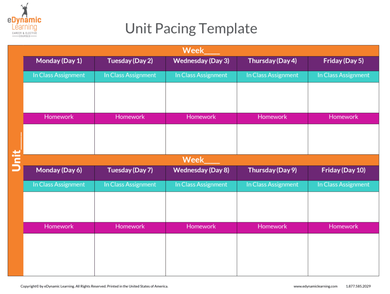 Unit Pacing Template